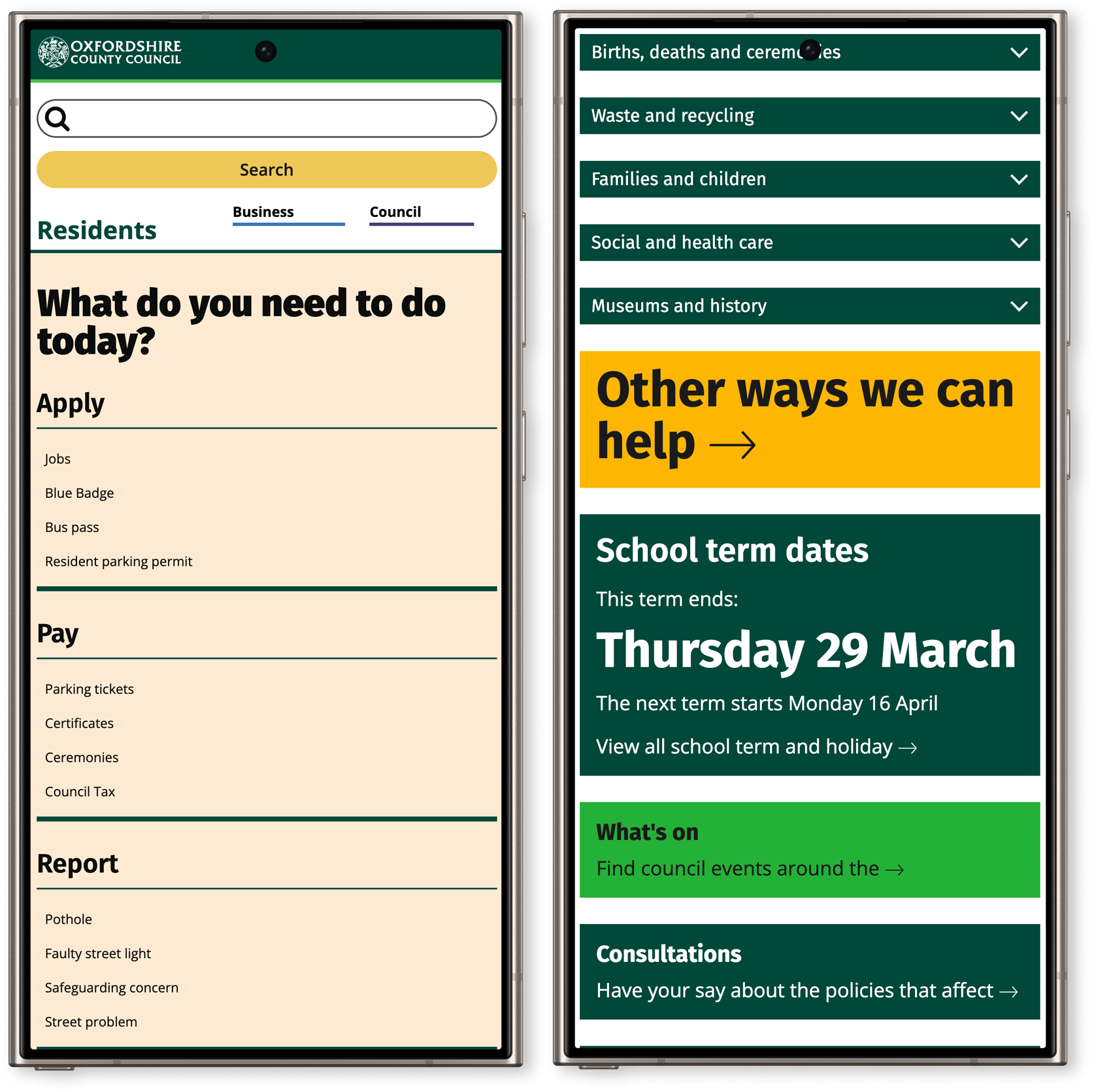 OCC hope page on mobile